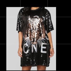 Animal Inside Me Sequin Shirt Dress